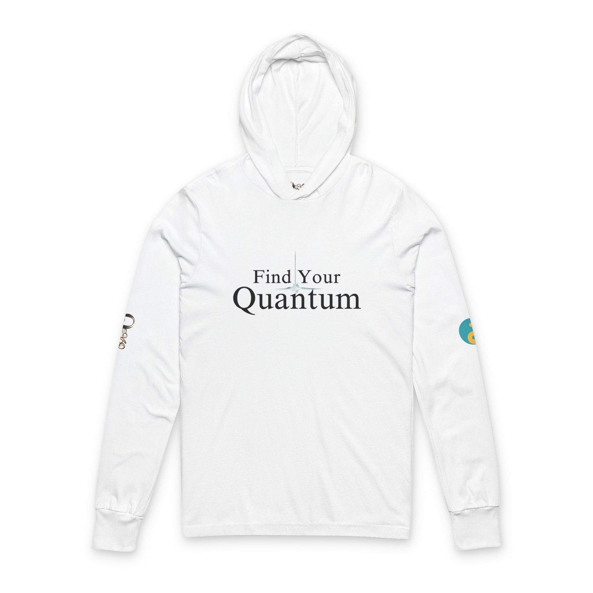 Find Your Quantum Hooded Long Sleeve Tee — Minimal Spiritual Graphic Hoodie Tee