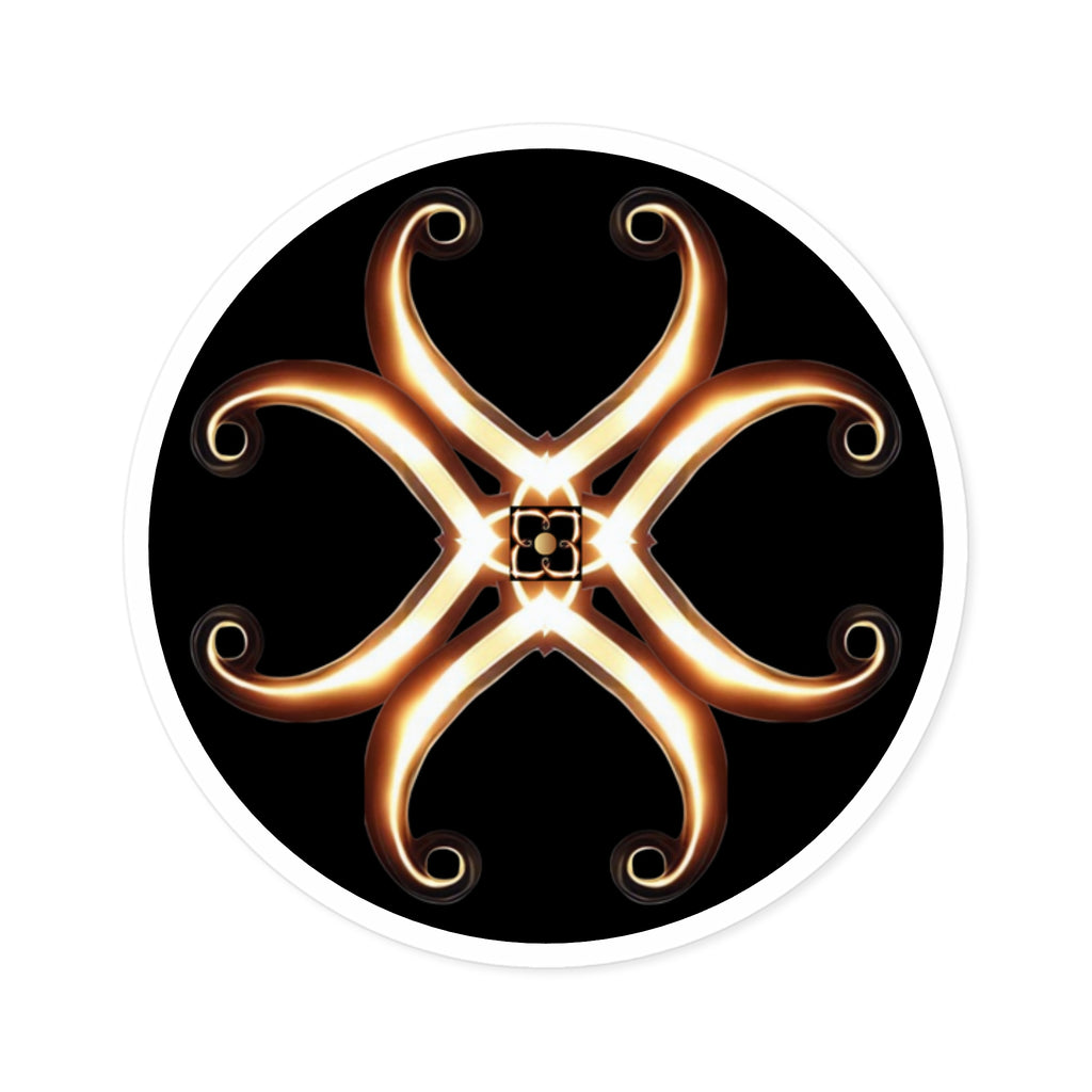 Gold Serpent Mandala Round Sticker — Decorative Indoor/Outdoor Laptop Decal