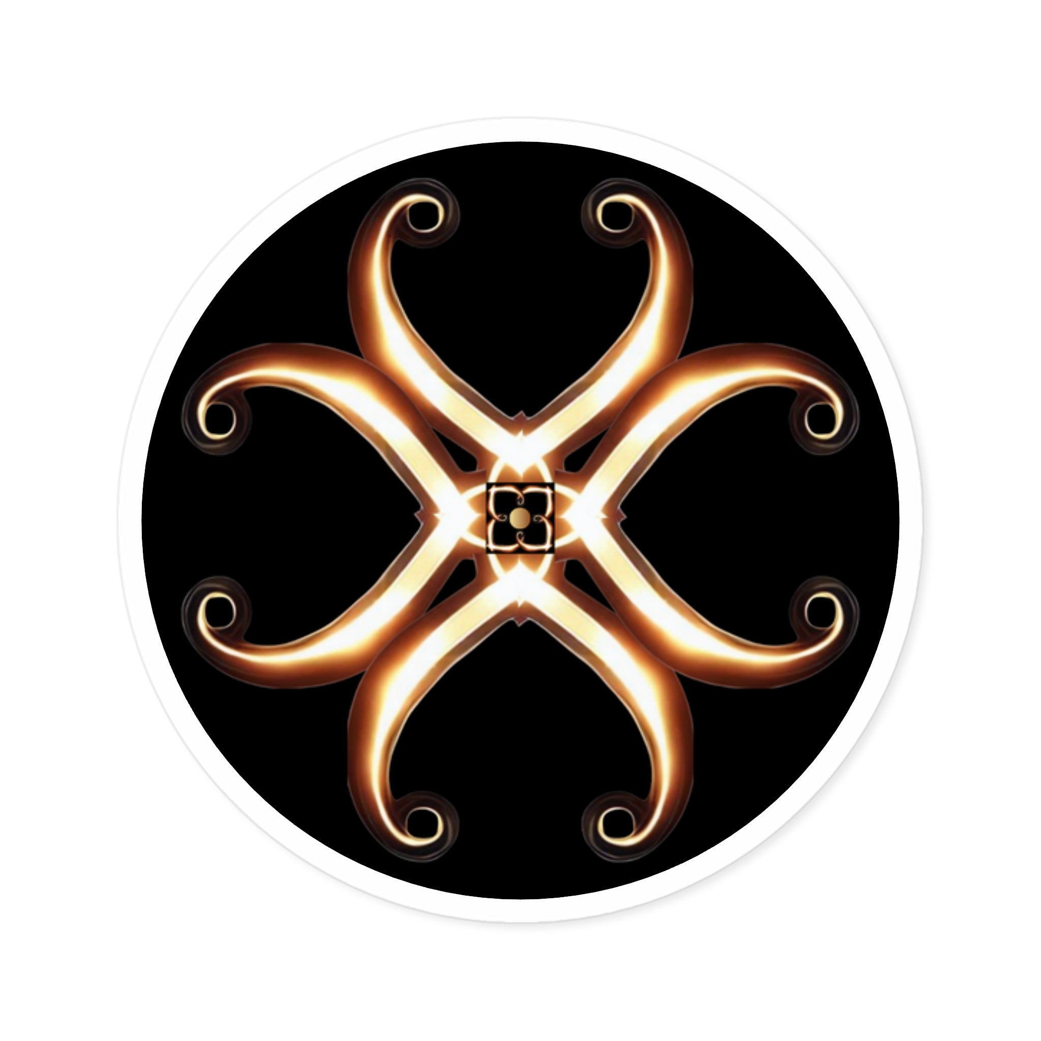 Gold Serpent Mandala Round Sticker — Decorative Indoor/Outdoor Laptop Decal