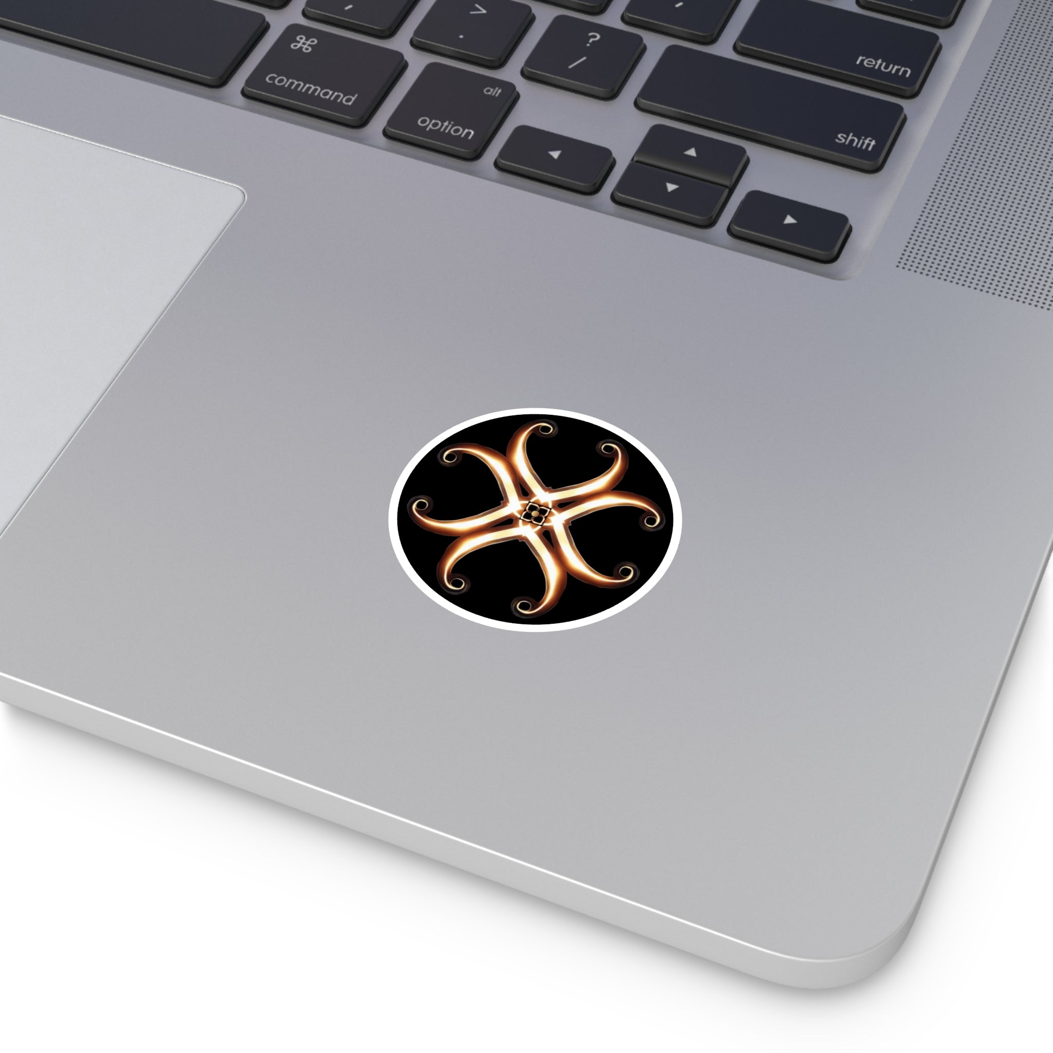 Gold Serpent Mandala Round Sticker — Decorative Indoor/Outdoor Laptop Decal