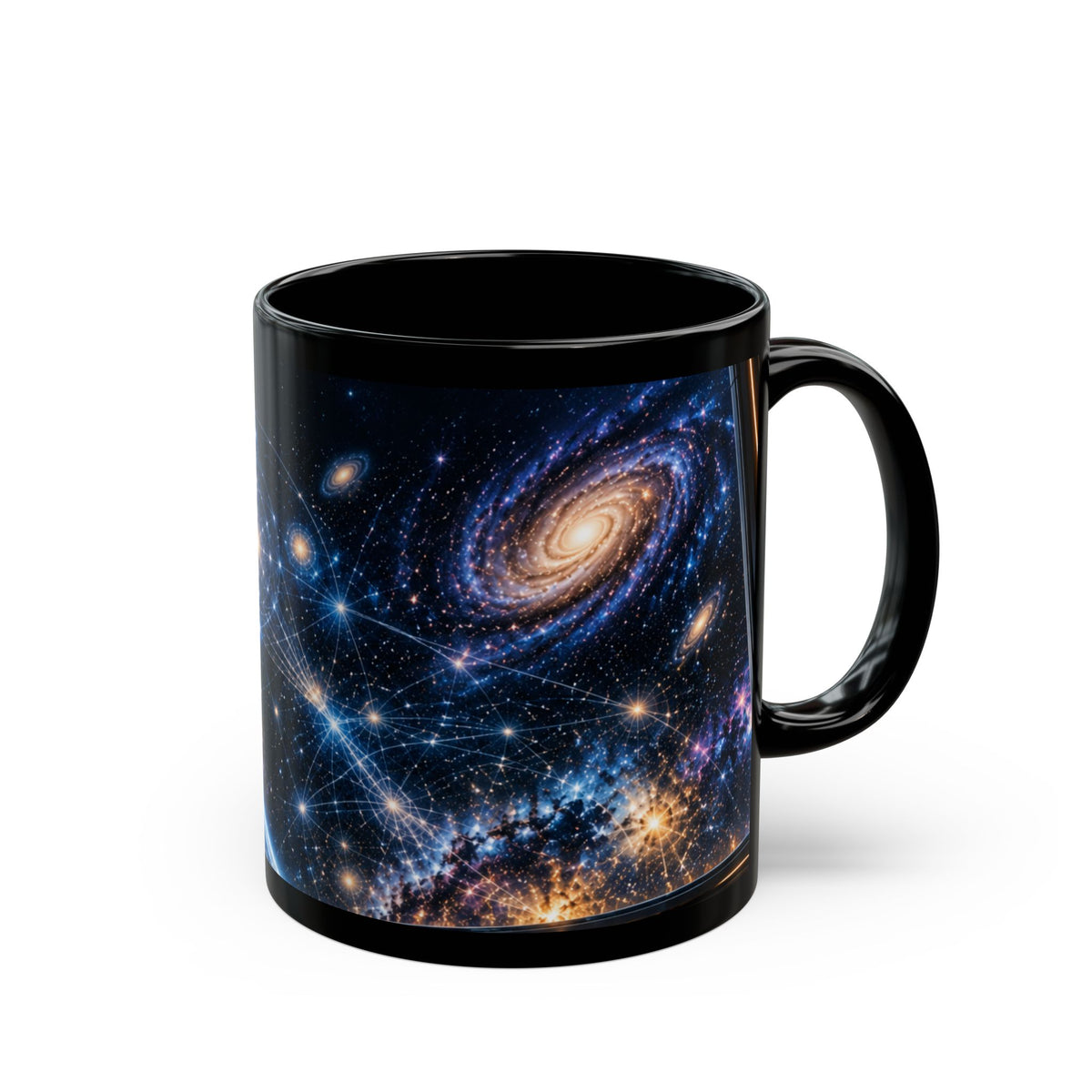 Galaxy Constellation Black Mug – Cosmic Spiral Stars & Nebula Coffee Cup (11oz/15oz)