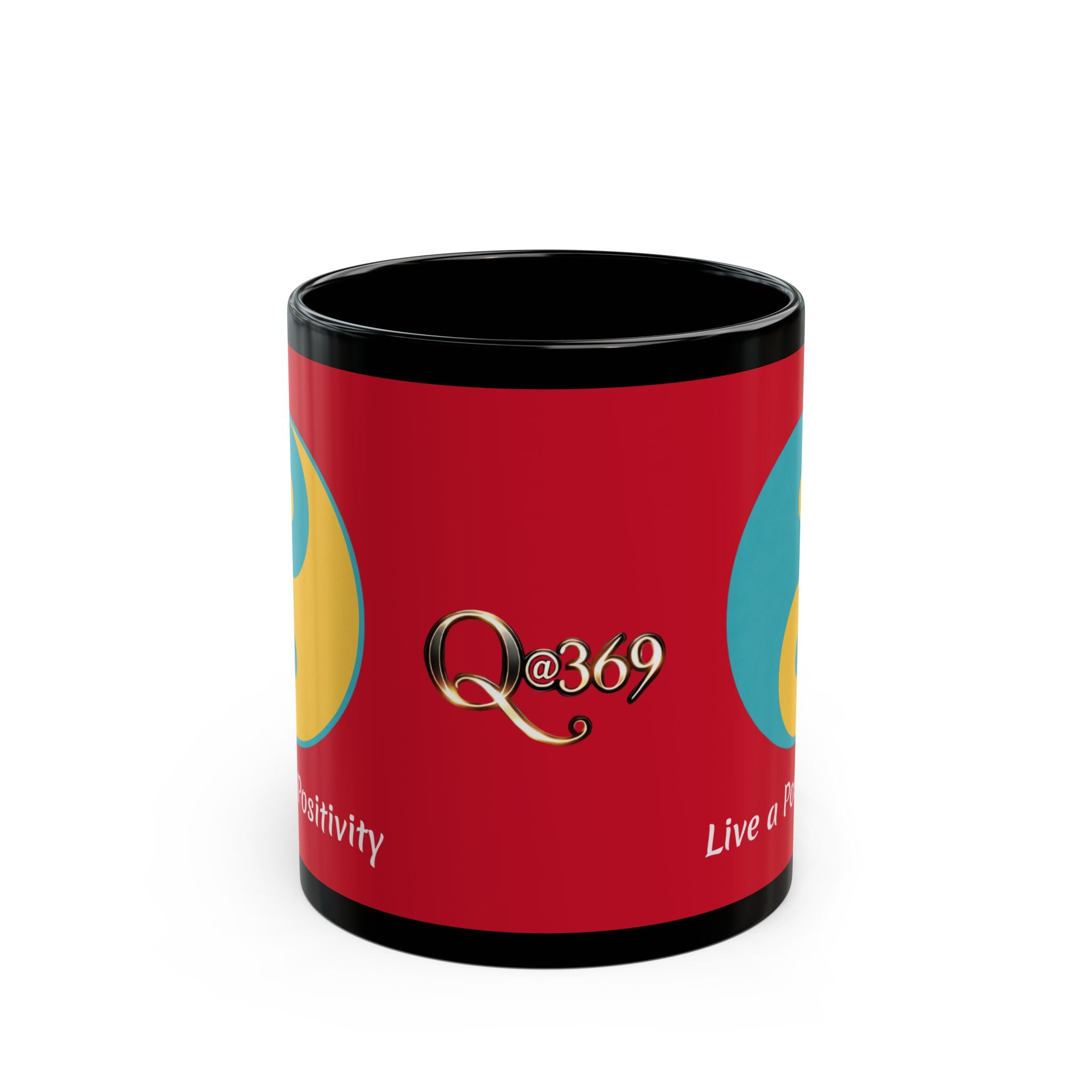 Positive Yin-Yang Black Mug — "Live a Positive Life" Motivational Coffee Cup