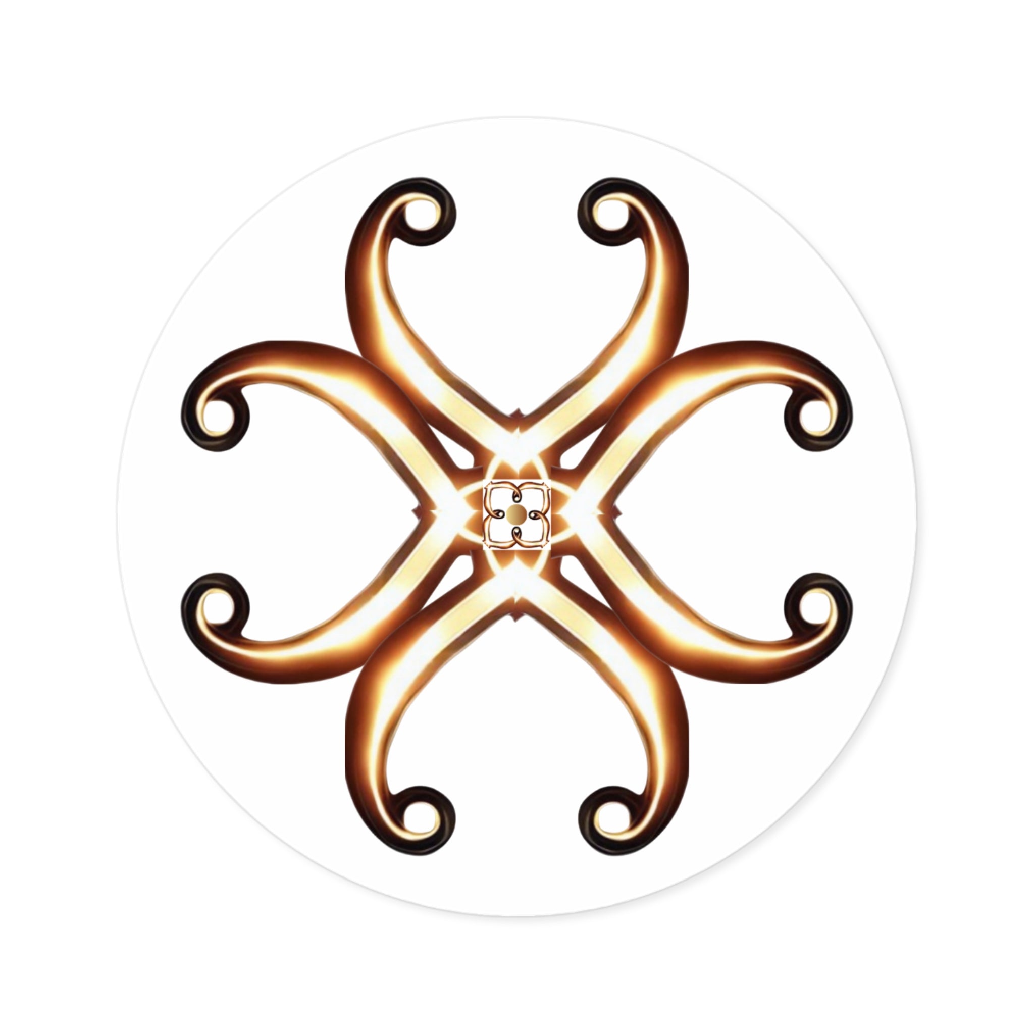 Honey-Gold Fleur Round Sticker — Decorative Laptop & Gear Decal