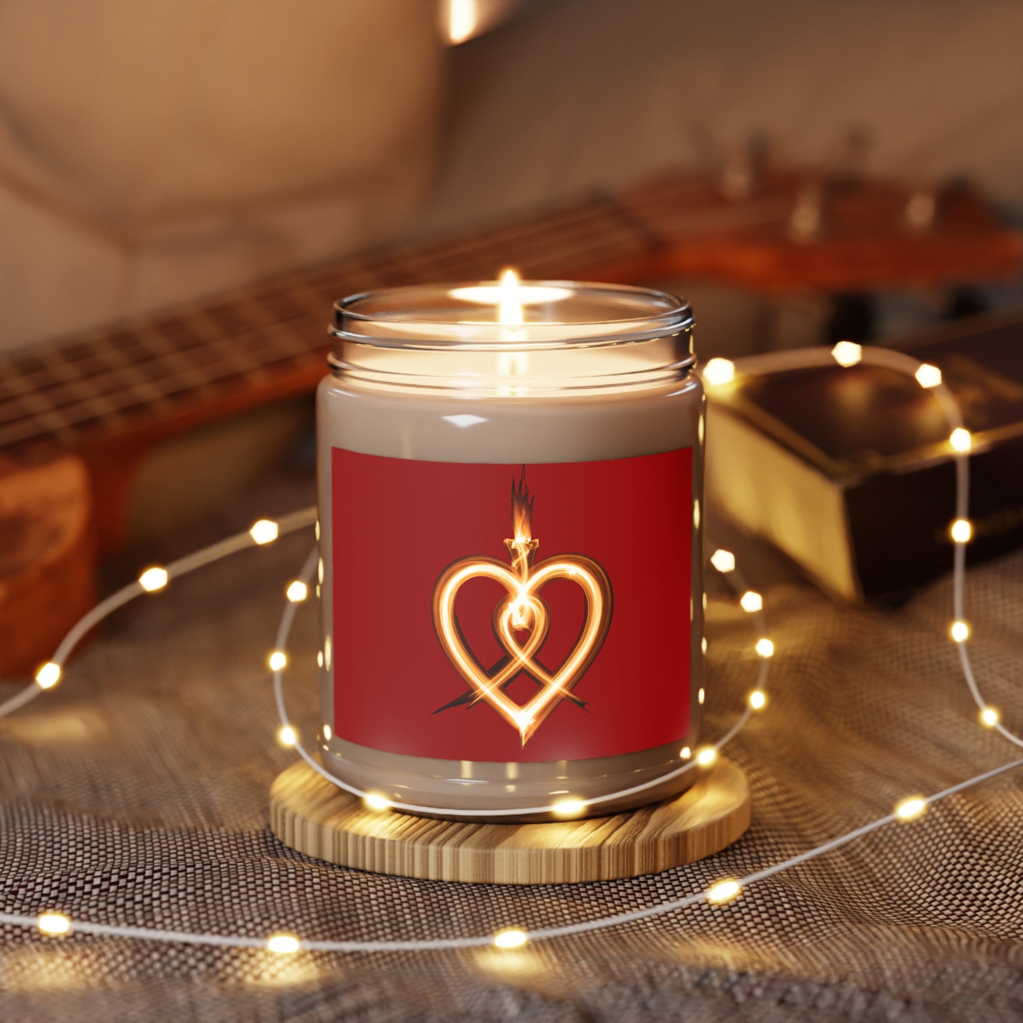 9oz Scented Soy Candle — Flaming Heart Design (White Lid)