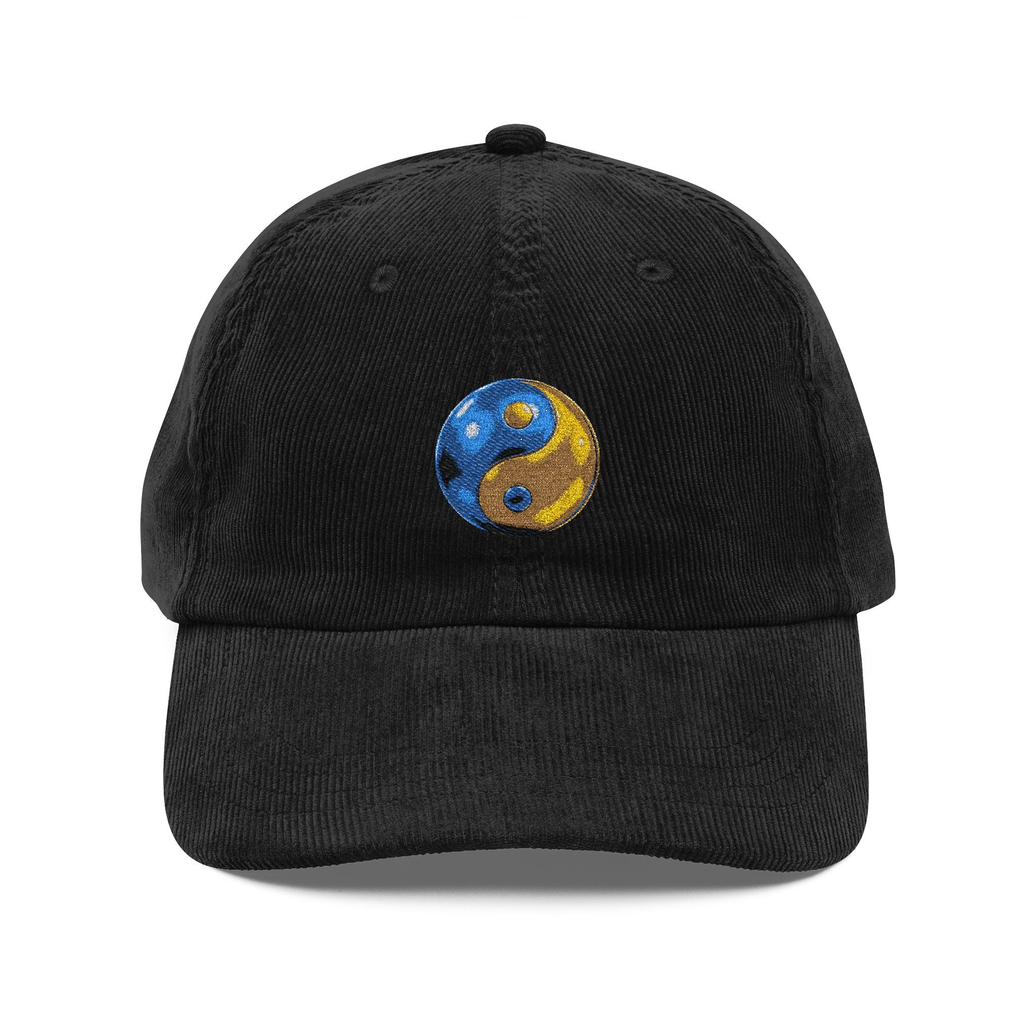 Embroidered Yin Yang Corduroy Cap — Retro Vintage Baseball Hat