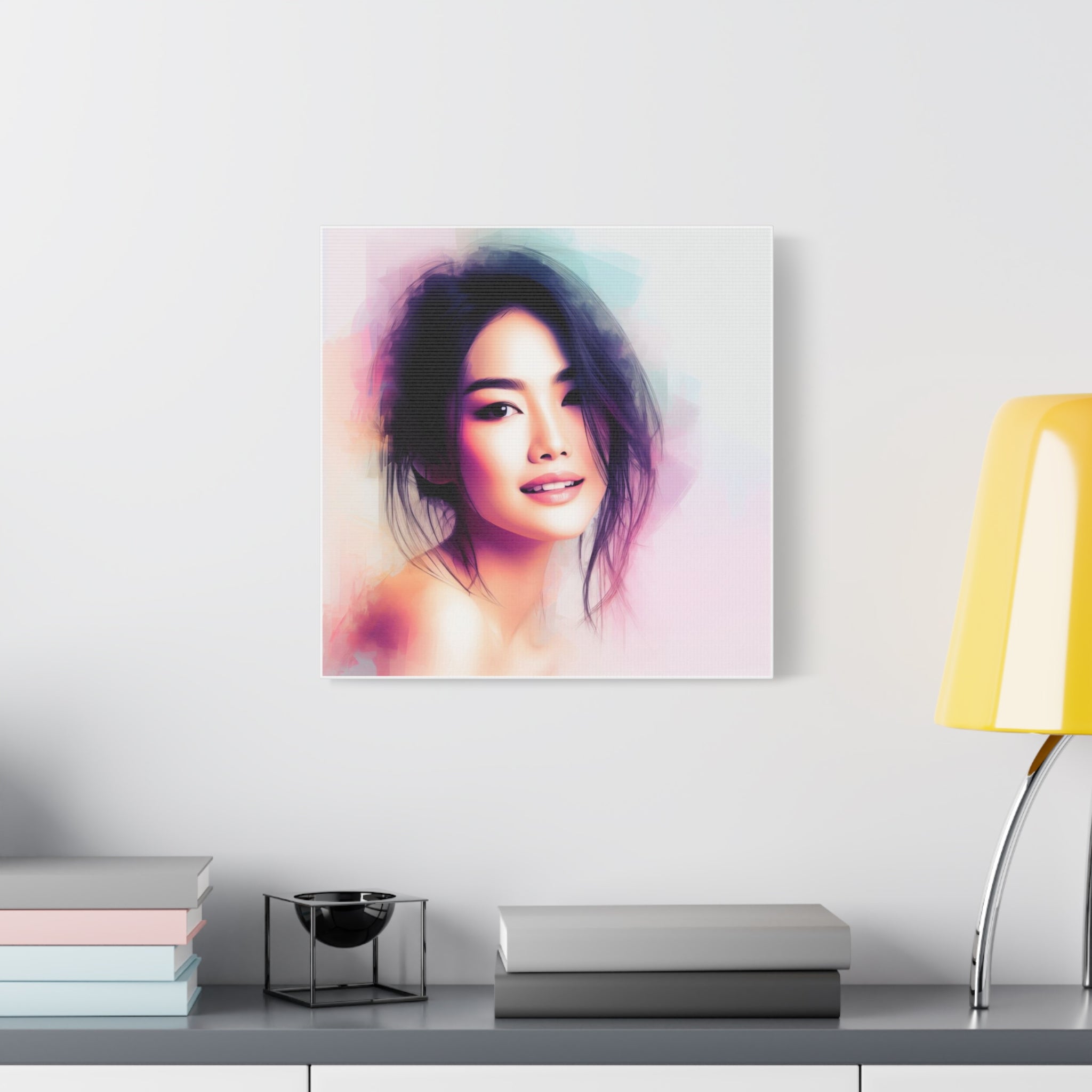 Portrait Art Canvas — Watercolor Beautiful Asian Woman Matte Stretched Canvas