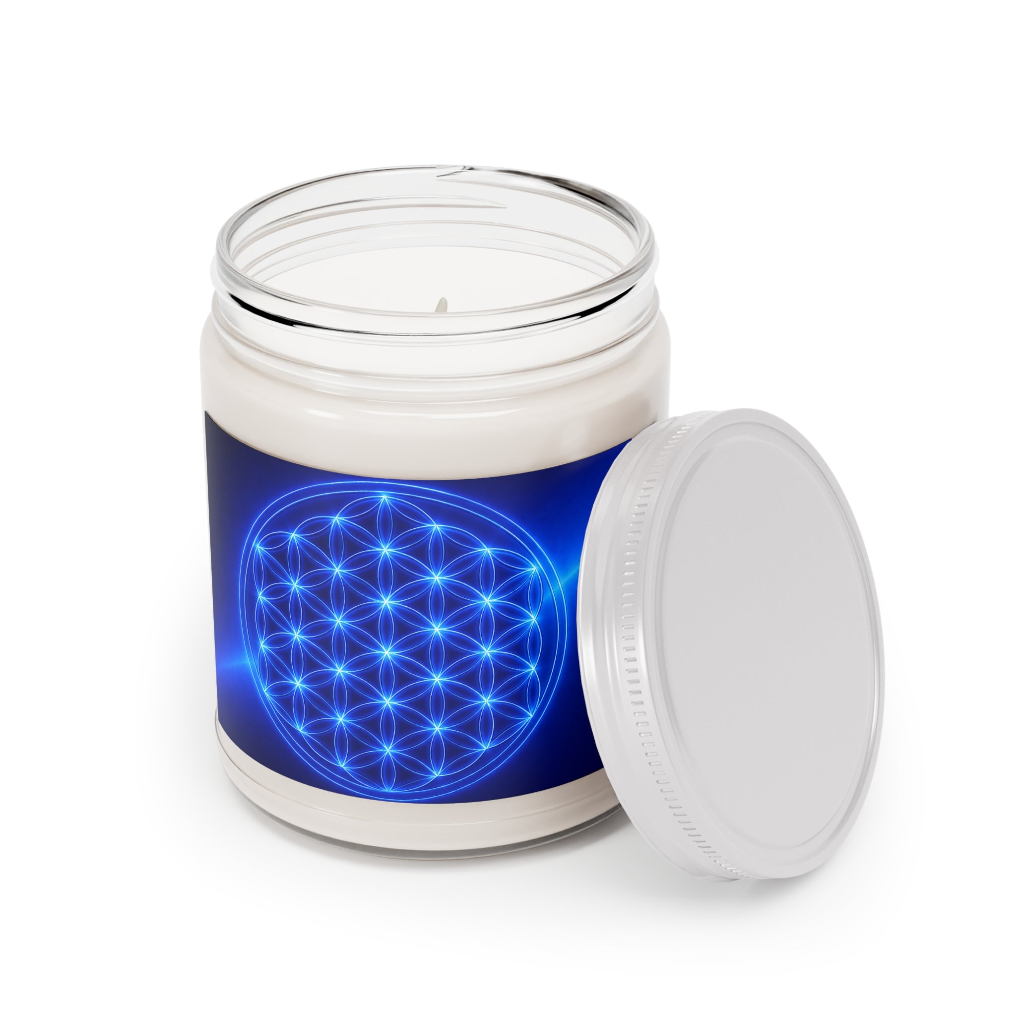 Soy Candle — Royal Blue Flower of Life Scented Jar (9 oz)