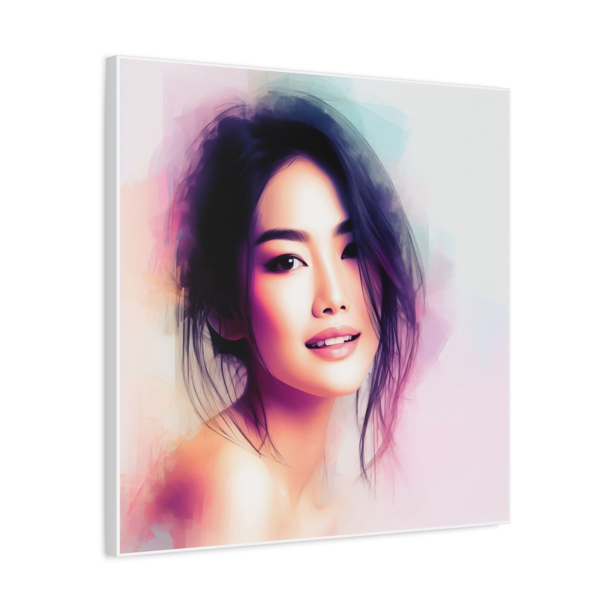 Portrait Art Canvas — Watercolor Beautiful Asian Woman Matte Stretched Canvas