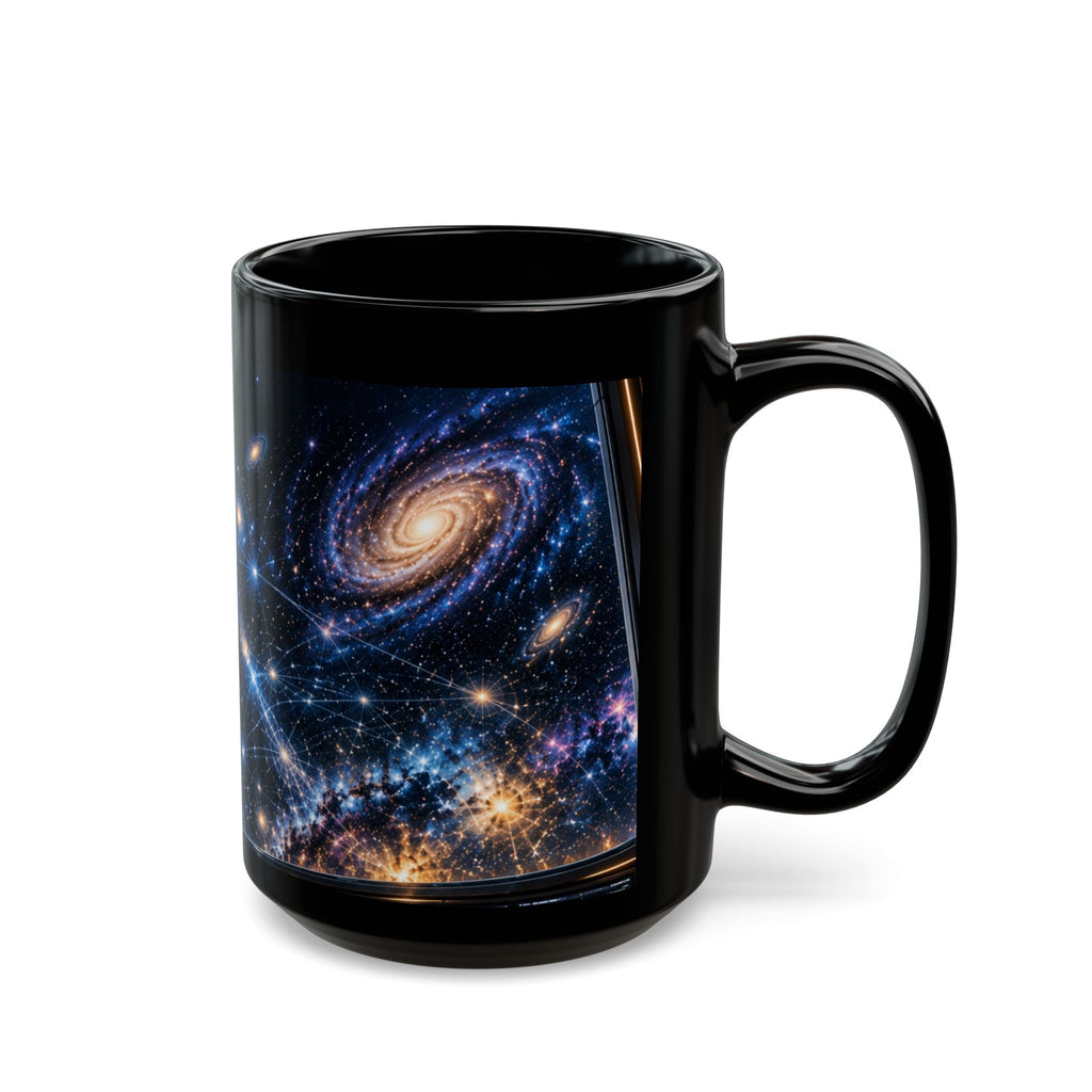 Galaxy Constellation Black Mug – Cosmic Spiral Stars & Nebula Coffee Cup (11oz/15oz)