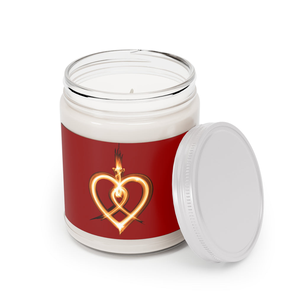 9oz Scented Soy Candle — Flaming Heart Design (White Lid)