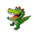 Cute Cartoon Crocodile Kiss-Cut Sticker — Funny Green Dino Laptop Decal