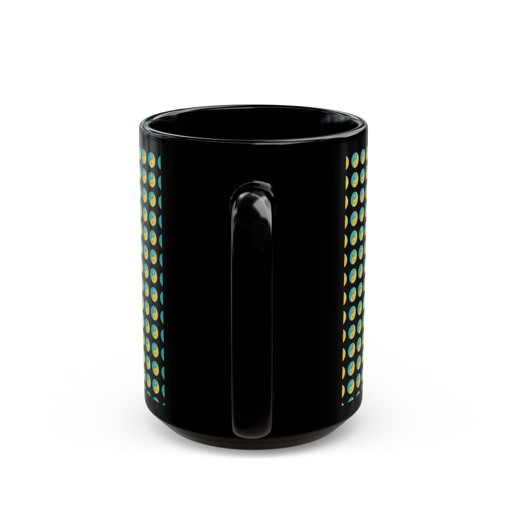Yin Yang Dot Pattern Black Coffee Mug — 11oz & 15oz