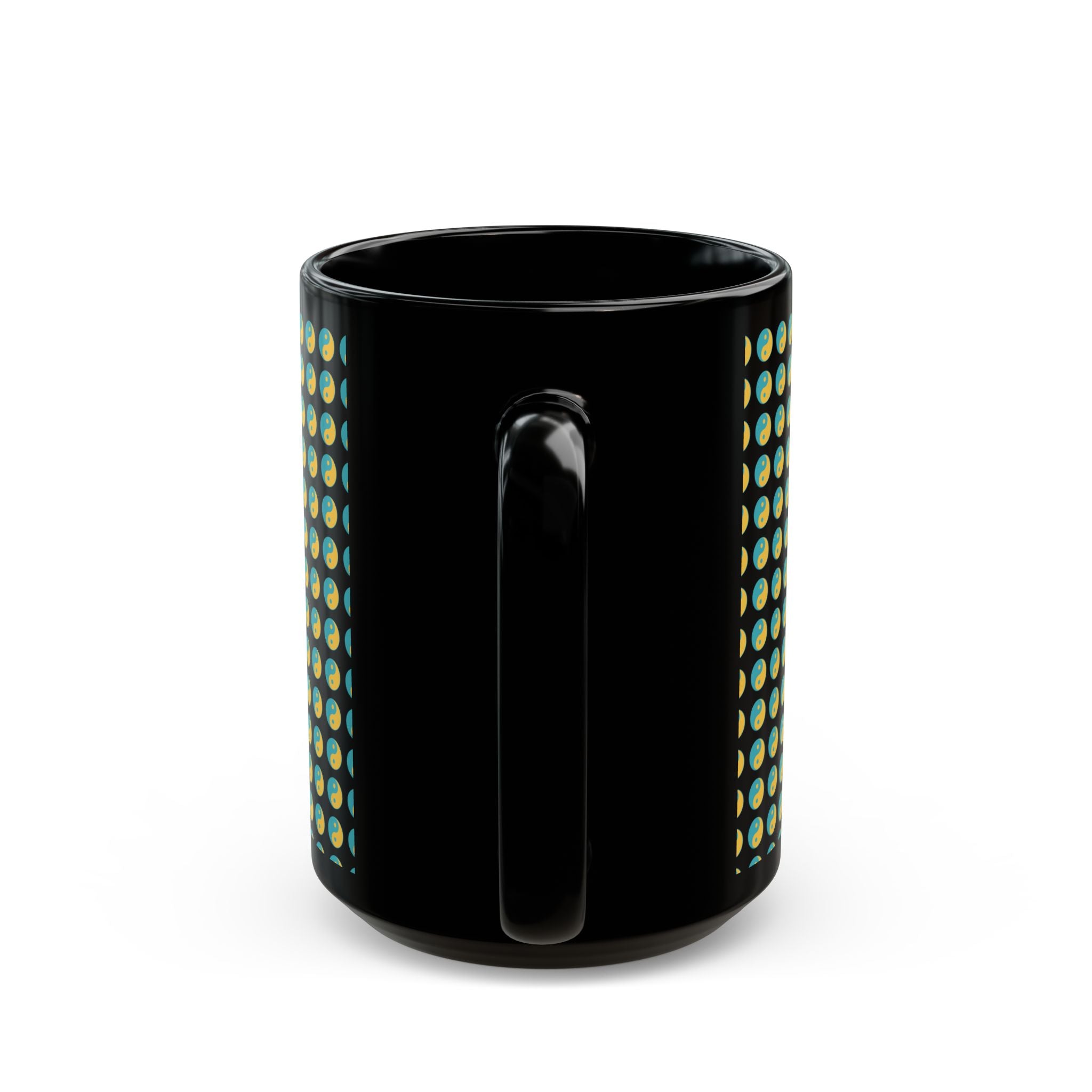 Yin Yang Dot Pattern Black Coffee Mug — 11oz & 15oz