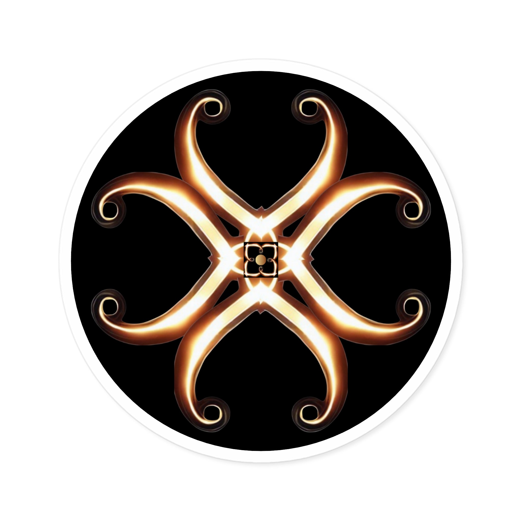Gold Serpent Mandala Round Sticker — Decorative Indoor/Outdoor Laptop Decal