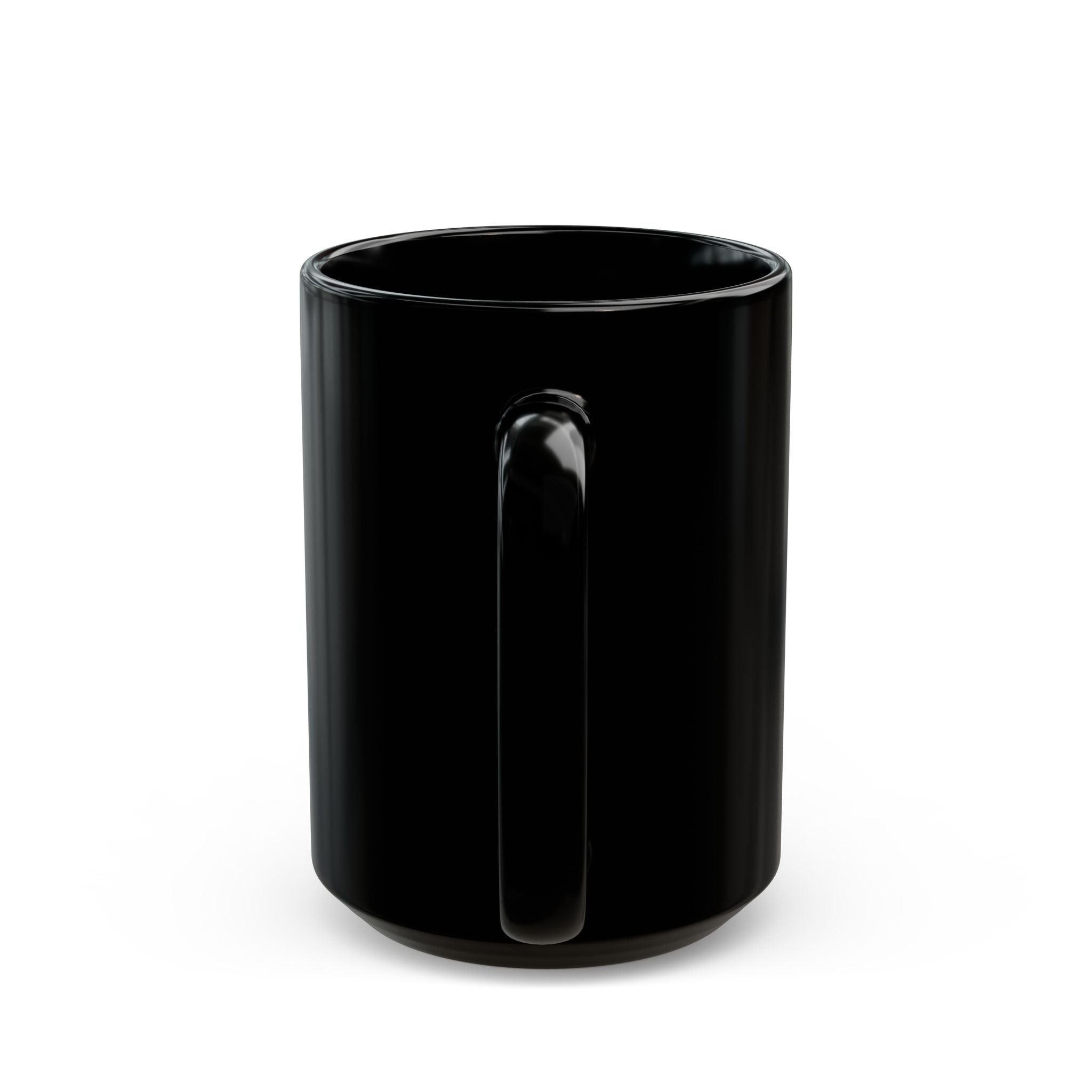 Black Ceramic Mug — Elegant Script "Q@369" Design
