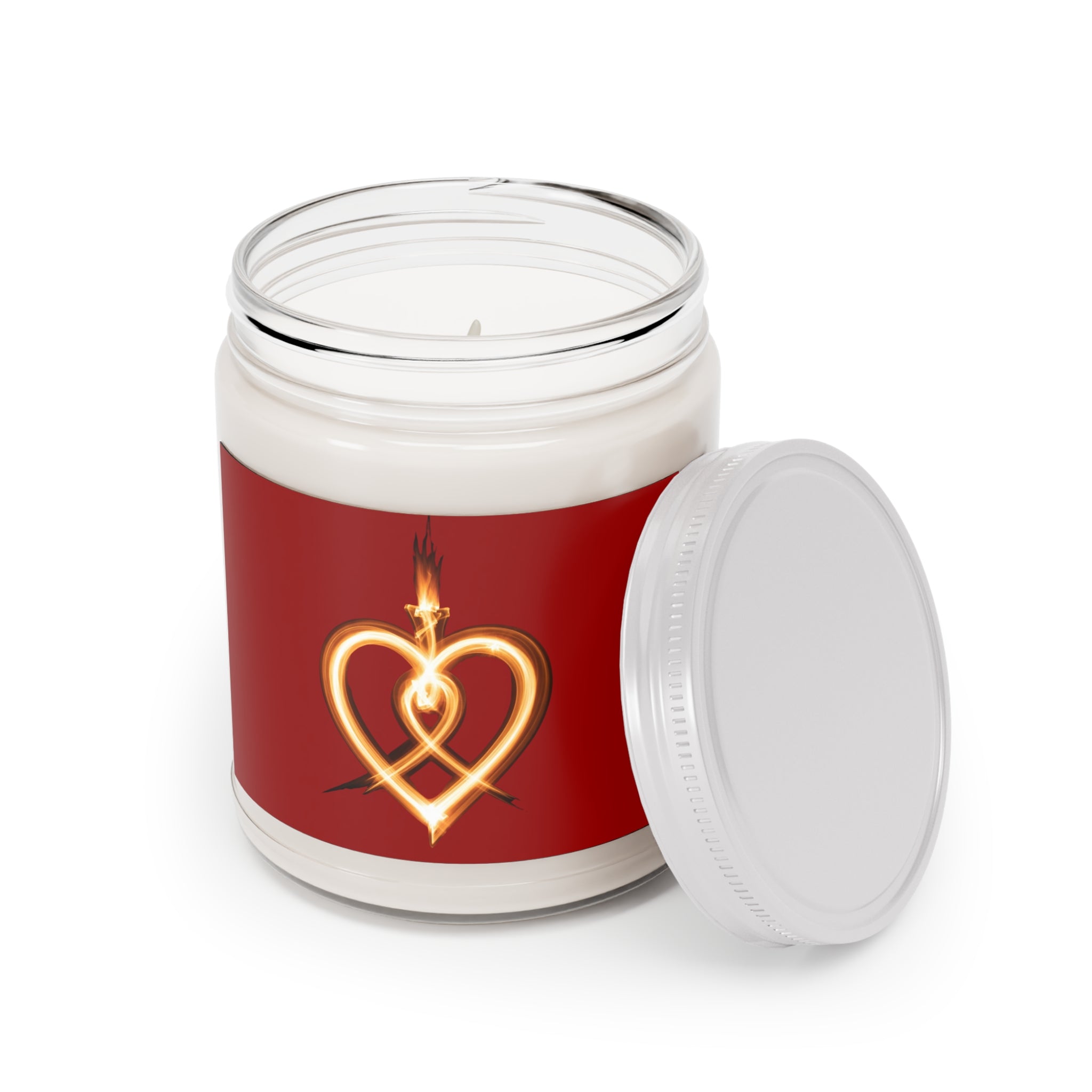 9oz Scented Soy Candle — Flaming Heart Design (White Lid)