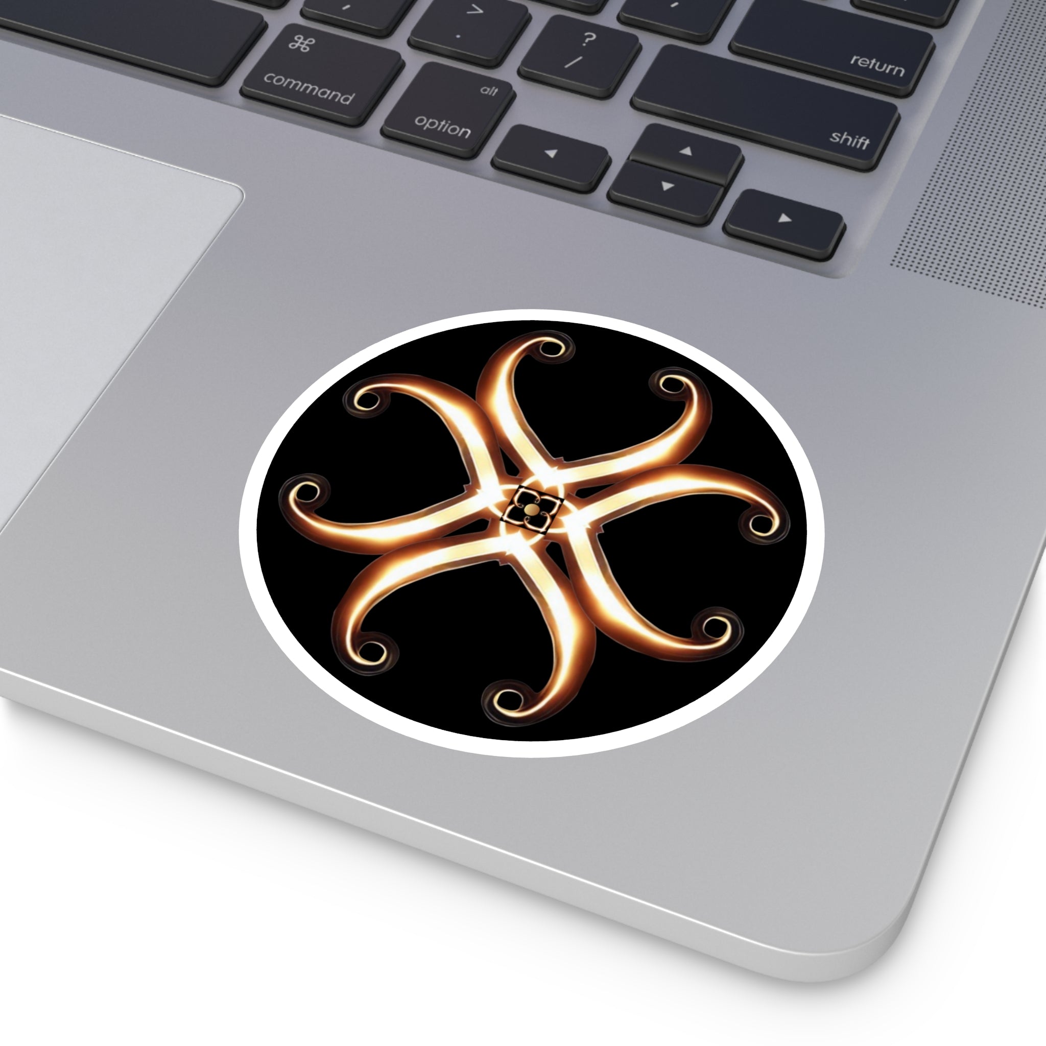 Gold Serpent Mandala Round Sticker — Decorative Indoor/Outdoor Laptop Decal