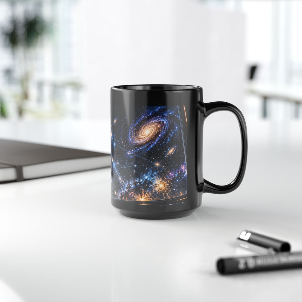 Galaxy Constellation Black Mug – Cosmic Spiral Stars & Nebula Coffee Cup (11oz/15oz)