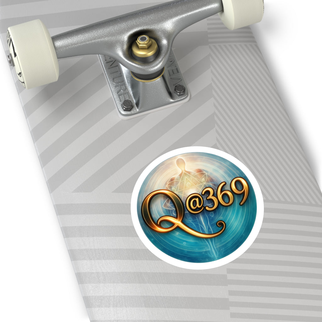 Q@369 Spiritual Logo Round Sticker — Metaphysical Chakra Artwork (Indoor/Outdoor)