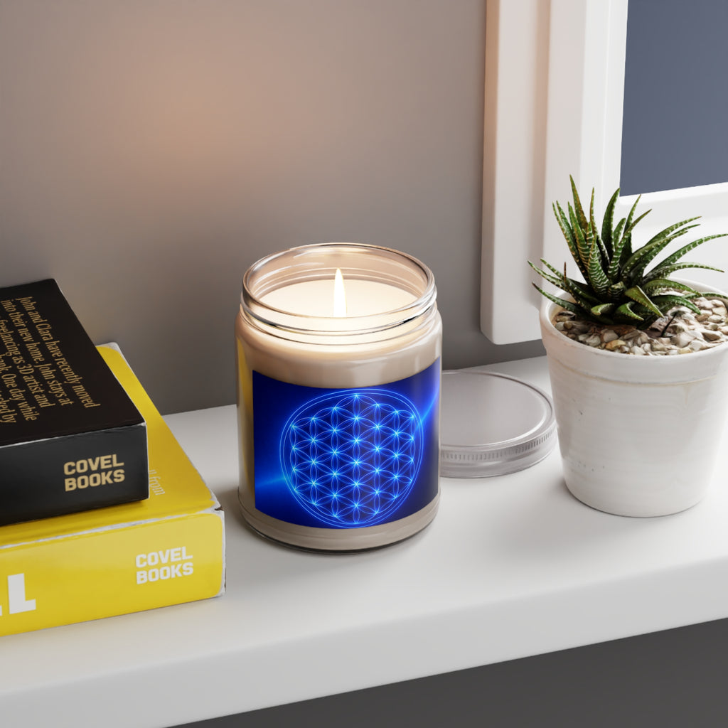 Soy Candle — Royal Blue Flower of Life Scented Jar (9 oz)