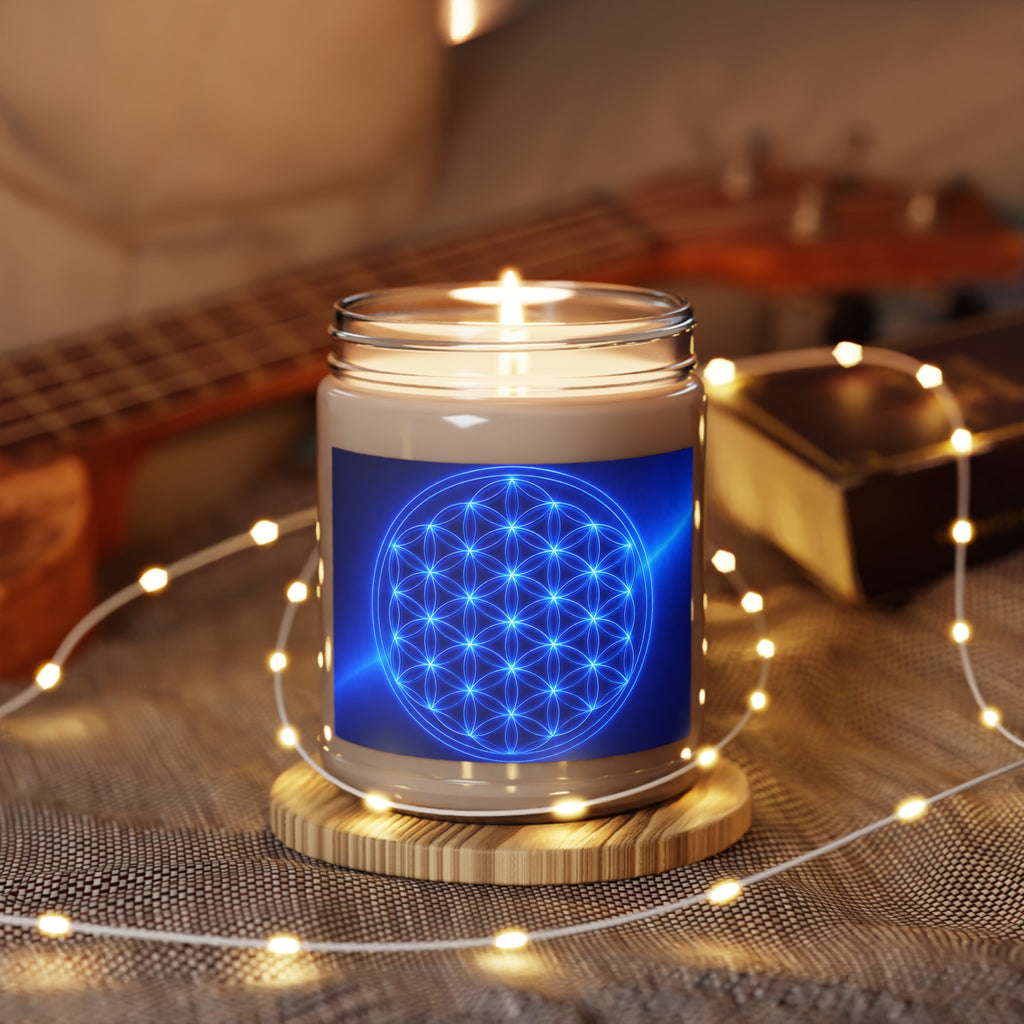 Soy Candle — Royal Blue Flower of Life Scented Jar (9 oz)