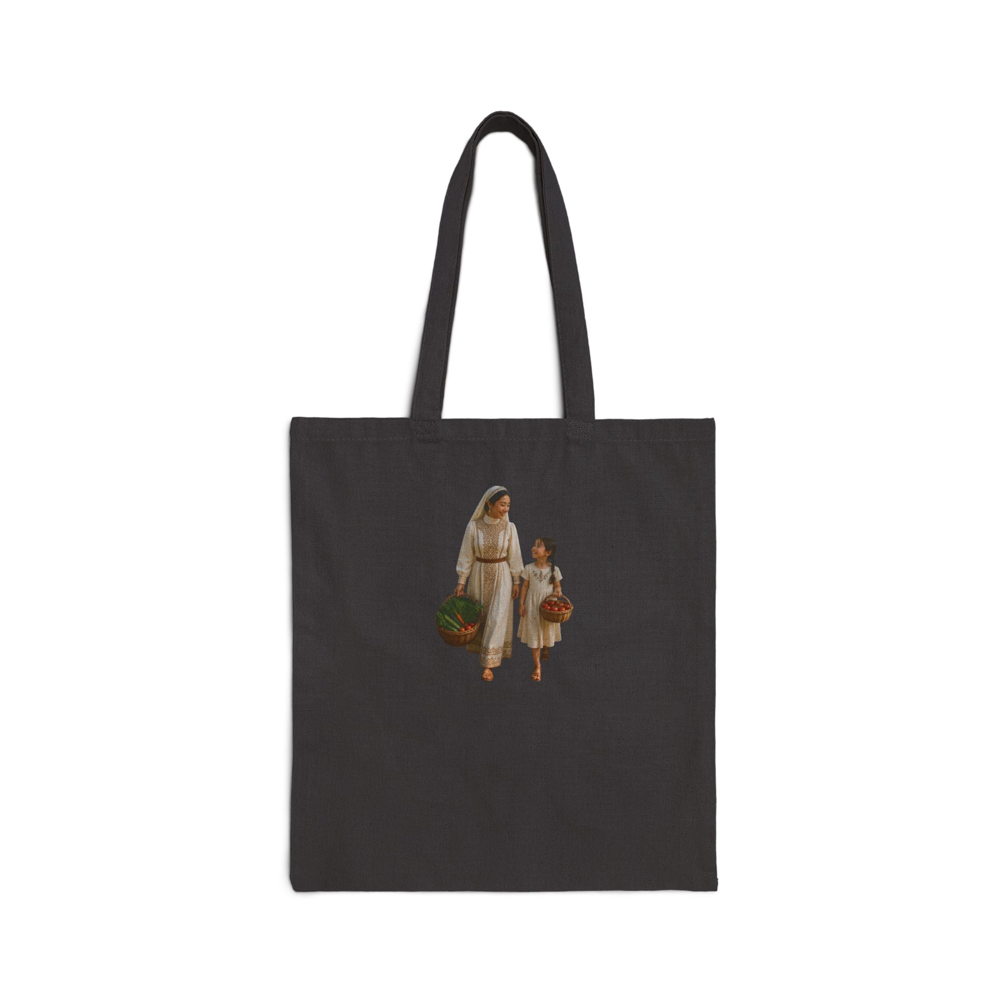 Canvas Tote Bag — Vintage Mother and Child Illustration Eco Shopper