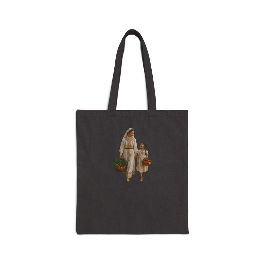 Canvas Tote Bag — Vintage Mother and Child Illustration Eco Shopper