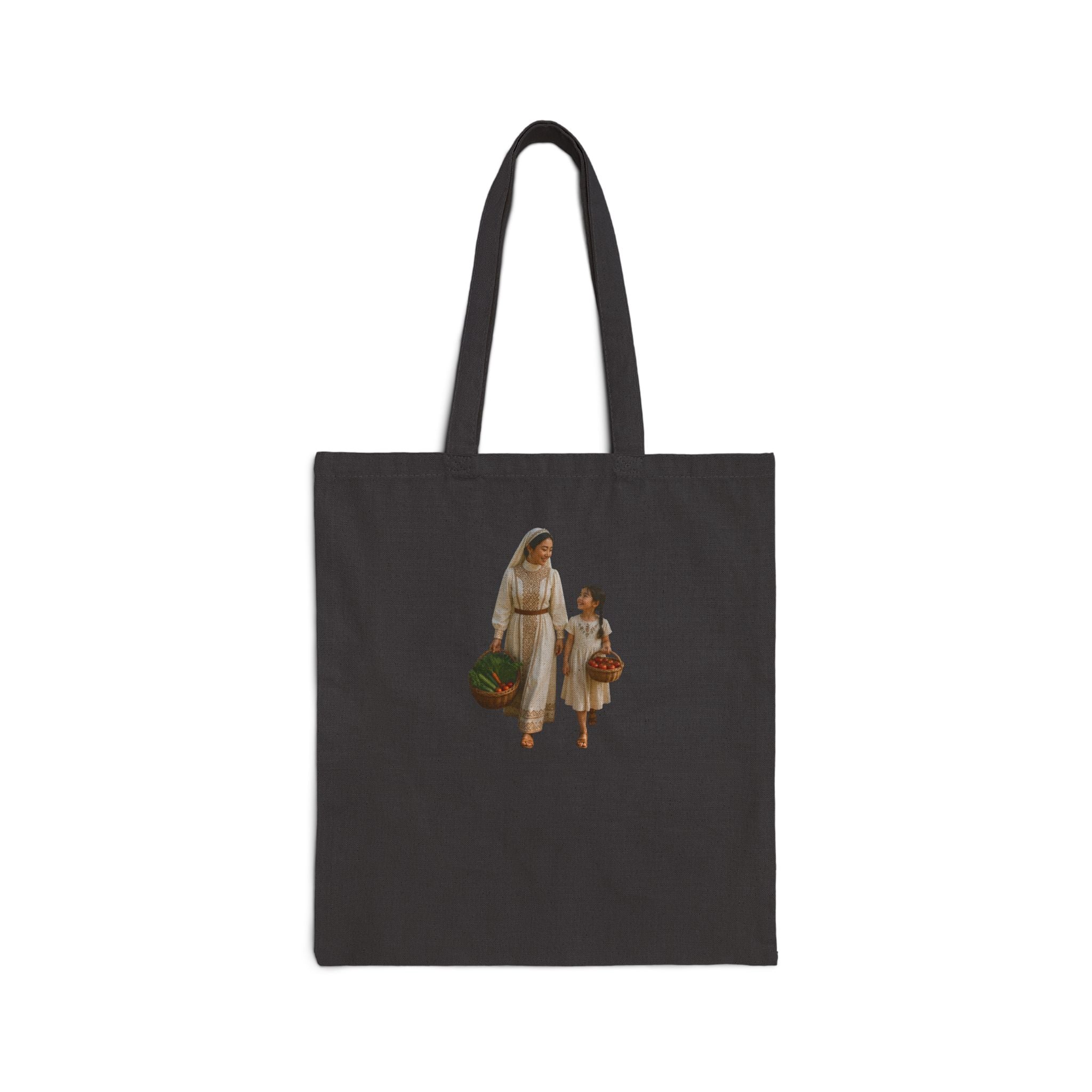 Canvas Tote Bag — Vintage Mother and Child Illustration Eco Shopper