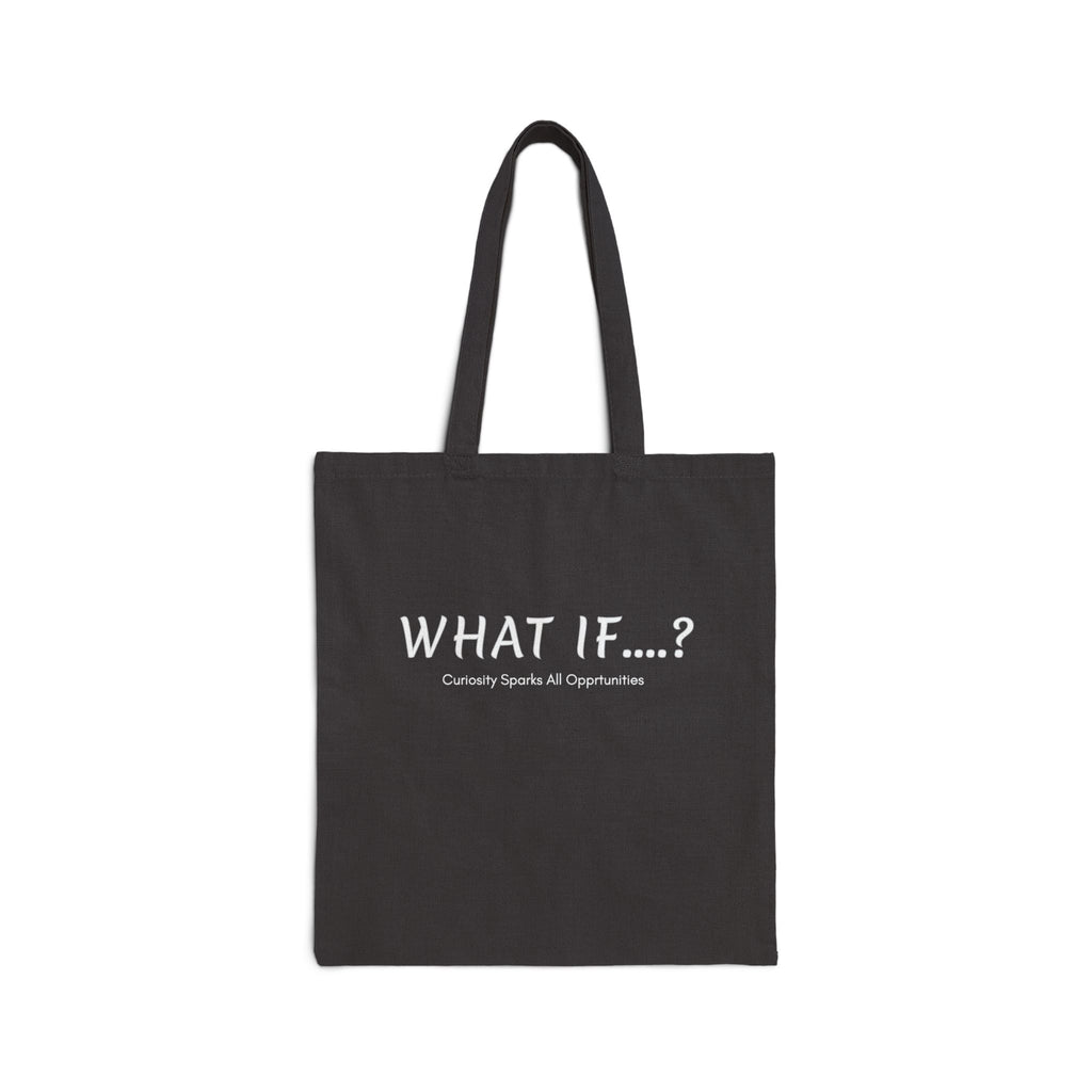What If...? Tote bag | Text graphic canvas tote, black minimalist design