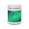Green Flower of Life Soy Candle — 9 oz Scented Jar with White Lid