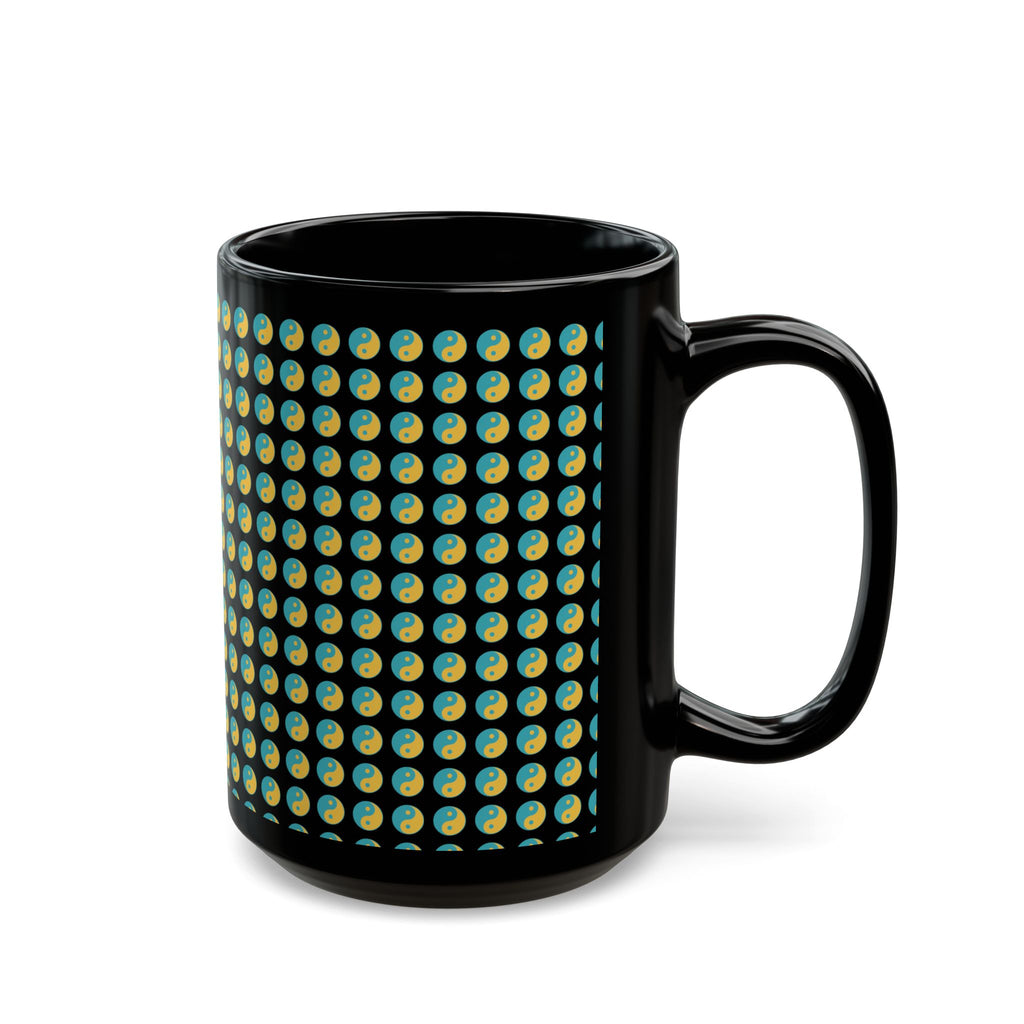 Yin Yang Dot Pattern Black Coffee Mug — 11oz & 15oz