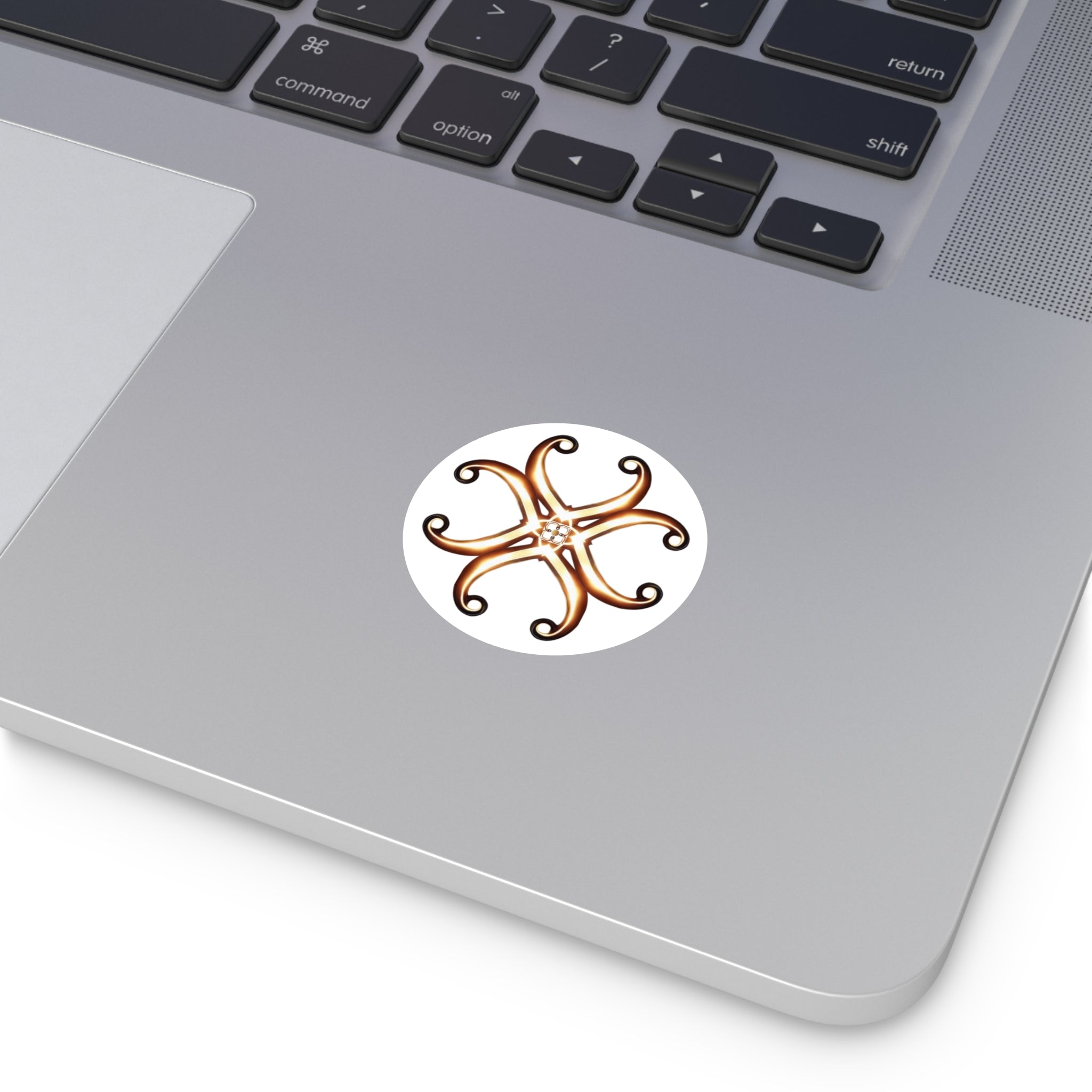Honey-Gold Fleur Round Sticker — Decorative Laptop & Gear Decal