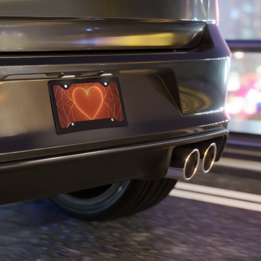Heart Glow Vanity Plate — Decorative License Plate with Warm Geometric Heart Design