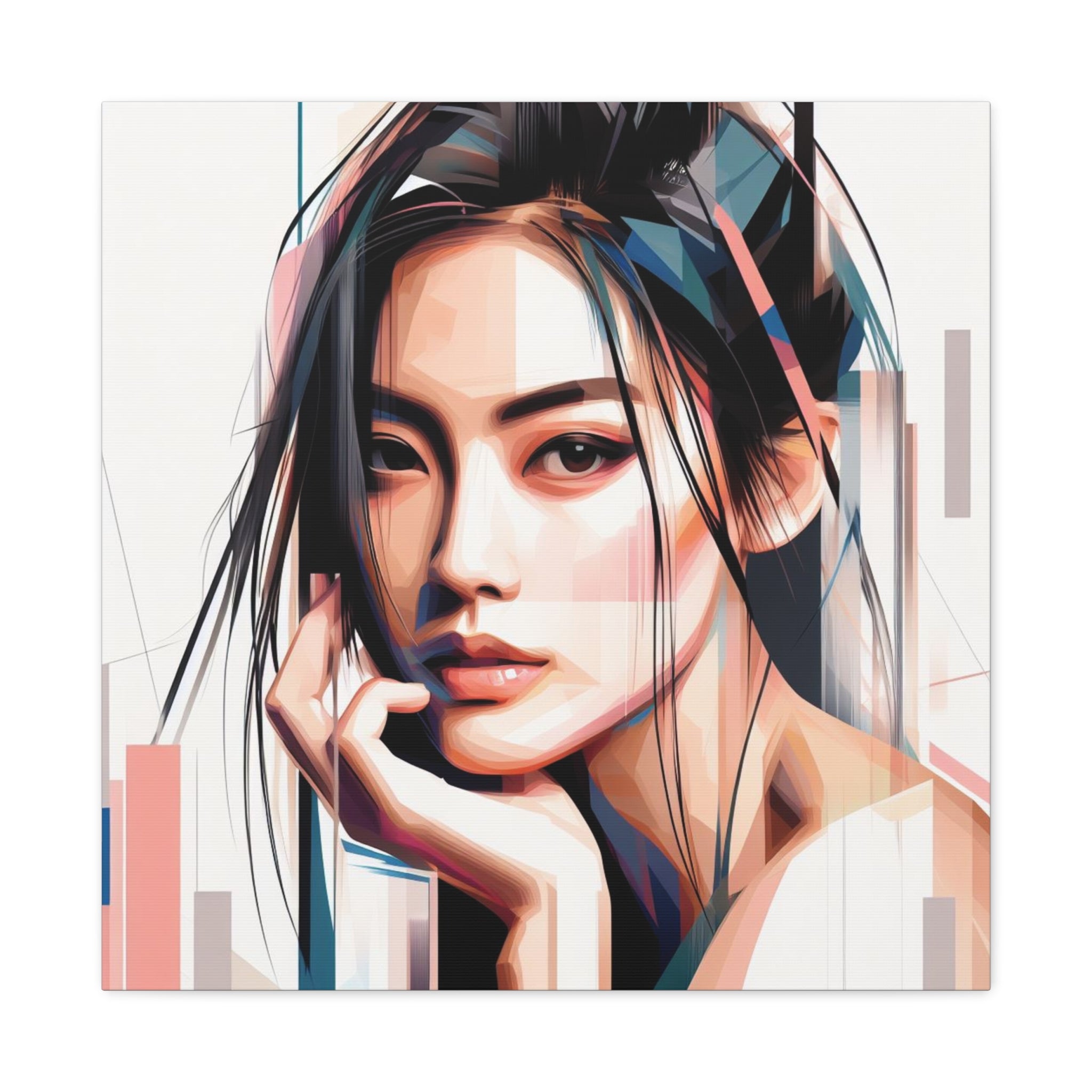 Modern Geometric Portrait Canvas