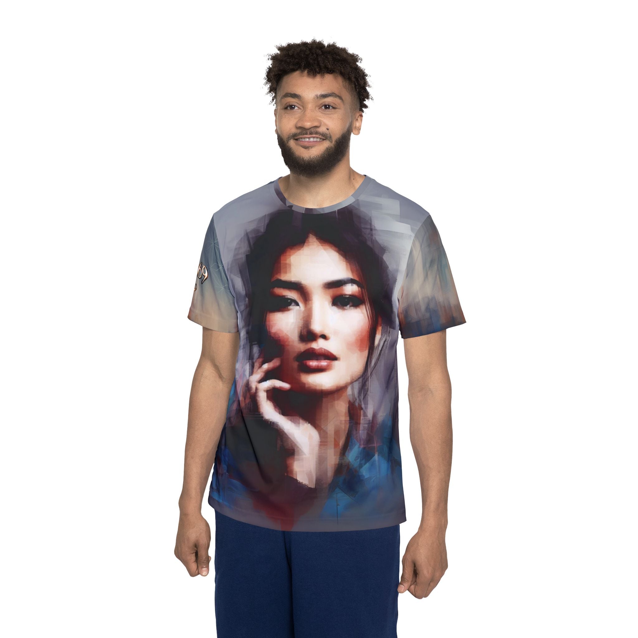 Portrait Graphic Sports Jersey — Artistic Asian Woman AOP Tee