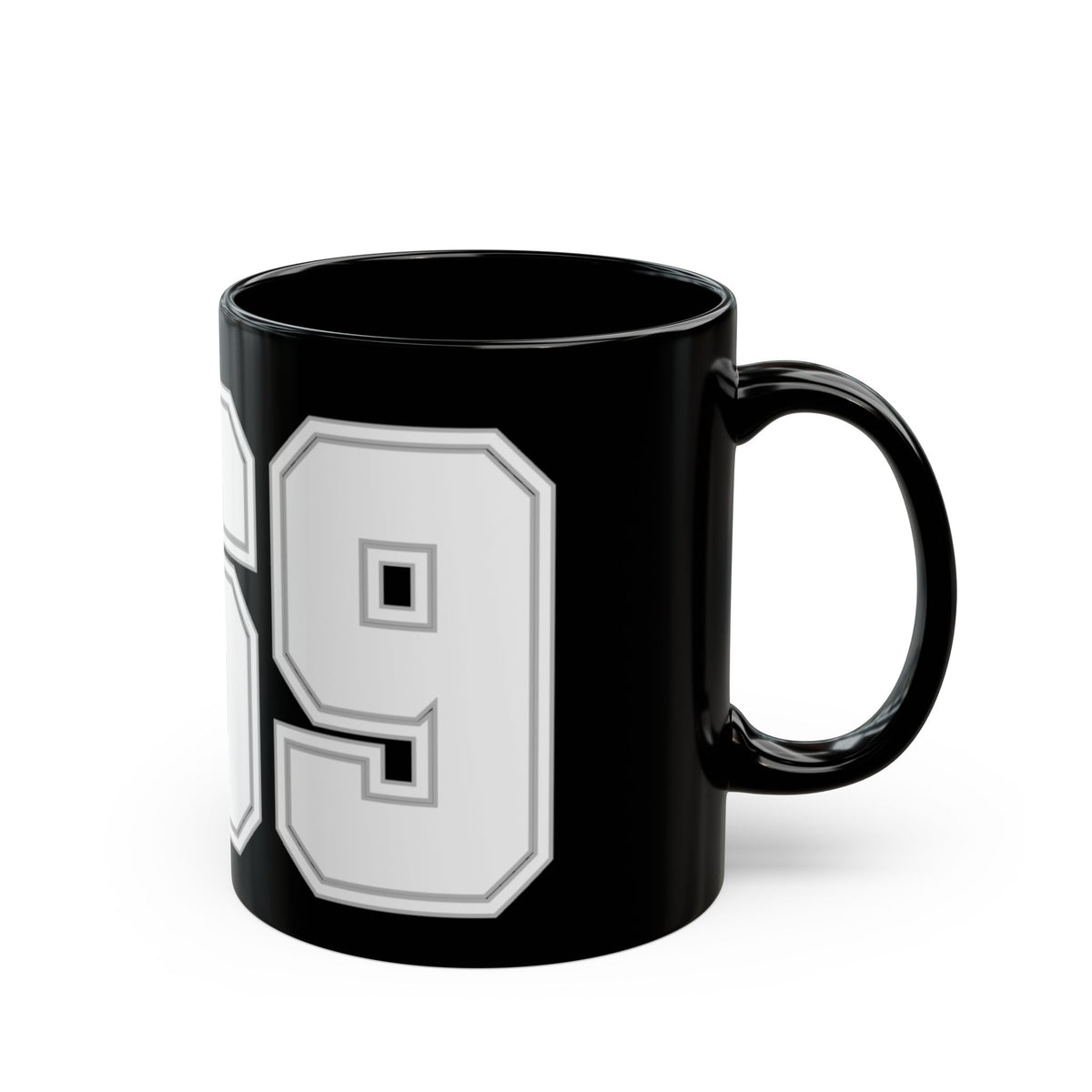 369 Retro Varsity Number Mug — Black Ceramic Sports Jersey Coffee Cup (11oz & 15oz)