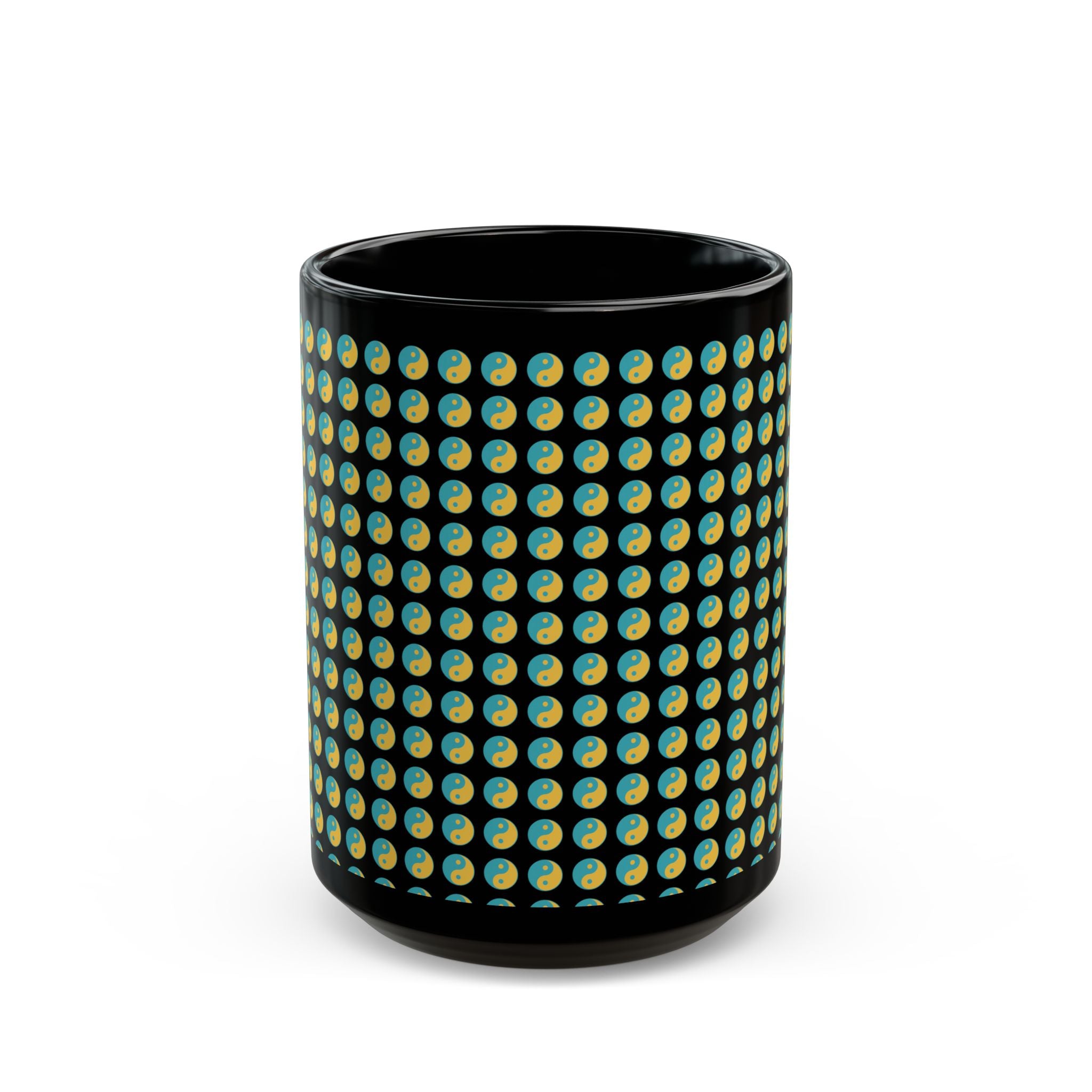 Yin Yang Dot Pattern Black Coffee Mug — 11oz & 15oz